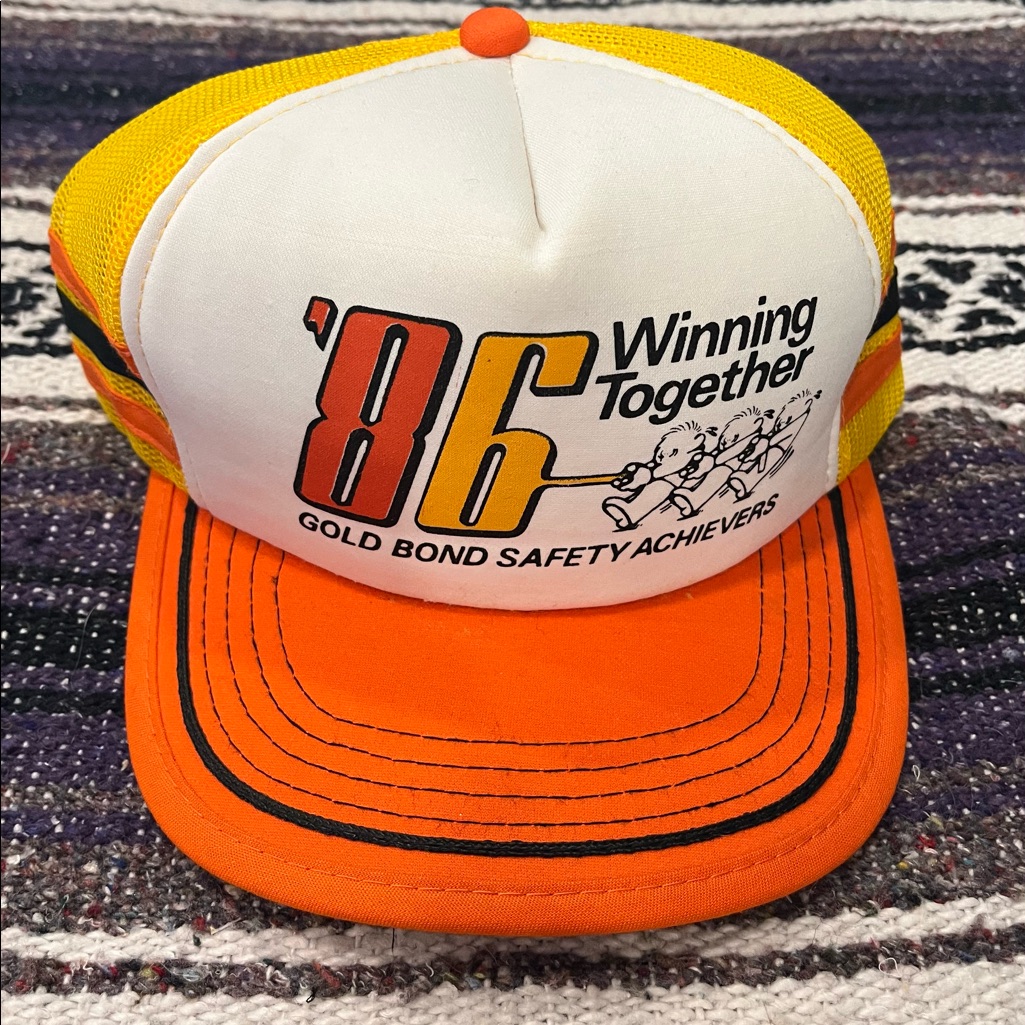 Vintage 86 Goldbond Safety Trucker Hat